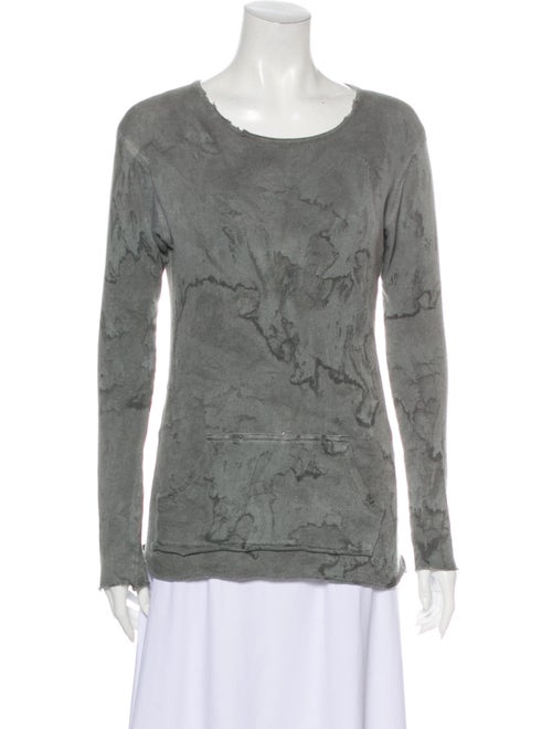 Greg Lauren Printed Scoop Neck Sweater Grey