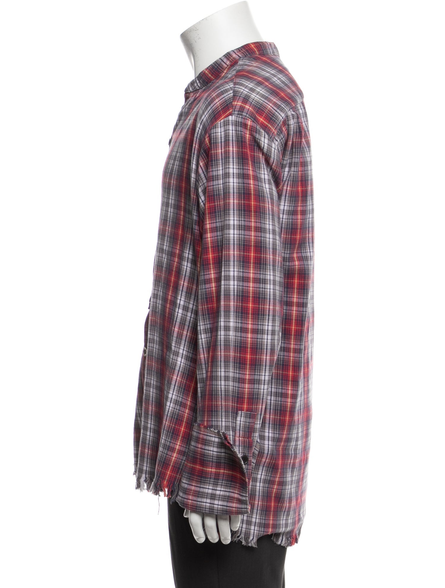 Greg Lauren Plaid Print Long Sleeve Dress Shirt