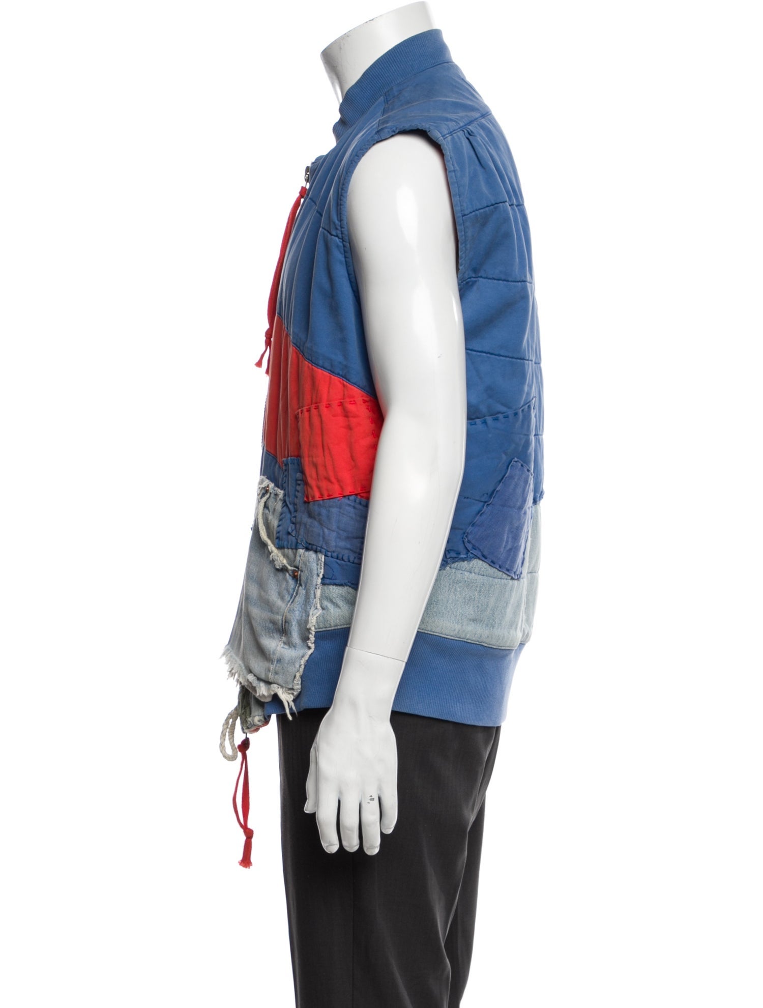 Greg Lauren Colorblock Pattern Vest - Blue Outerwear, Clothing