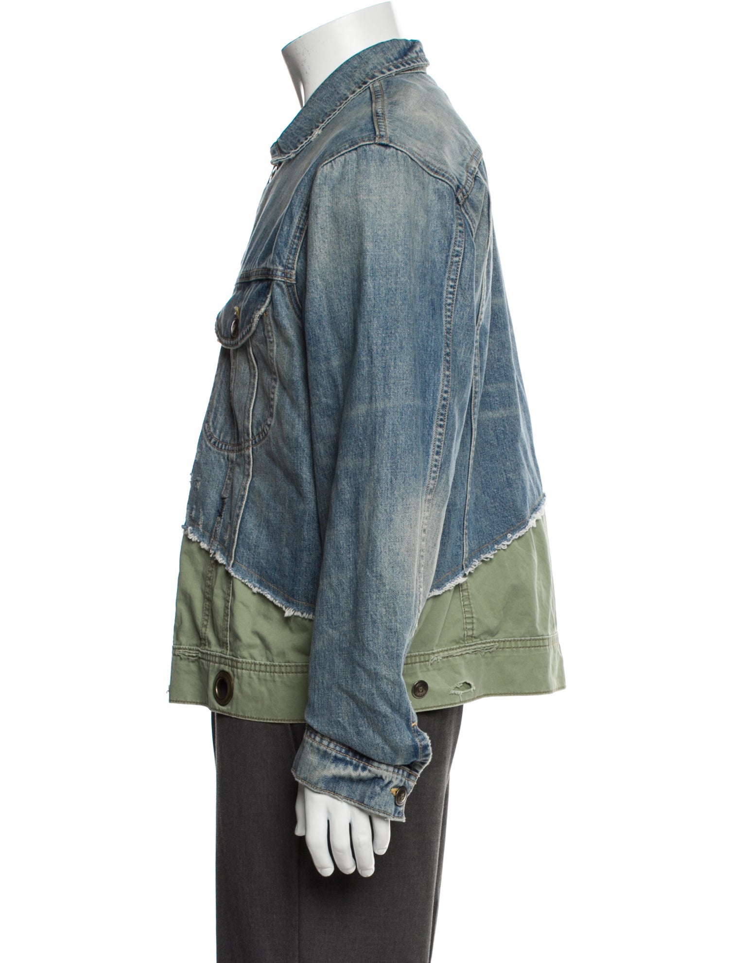 Greg Lauren Colorblock Pattern Denim Jacket