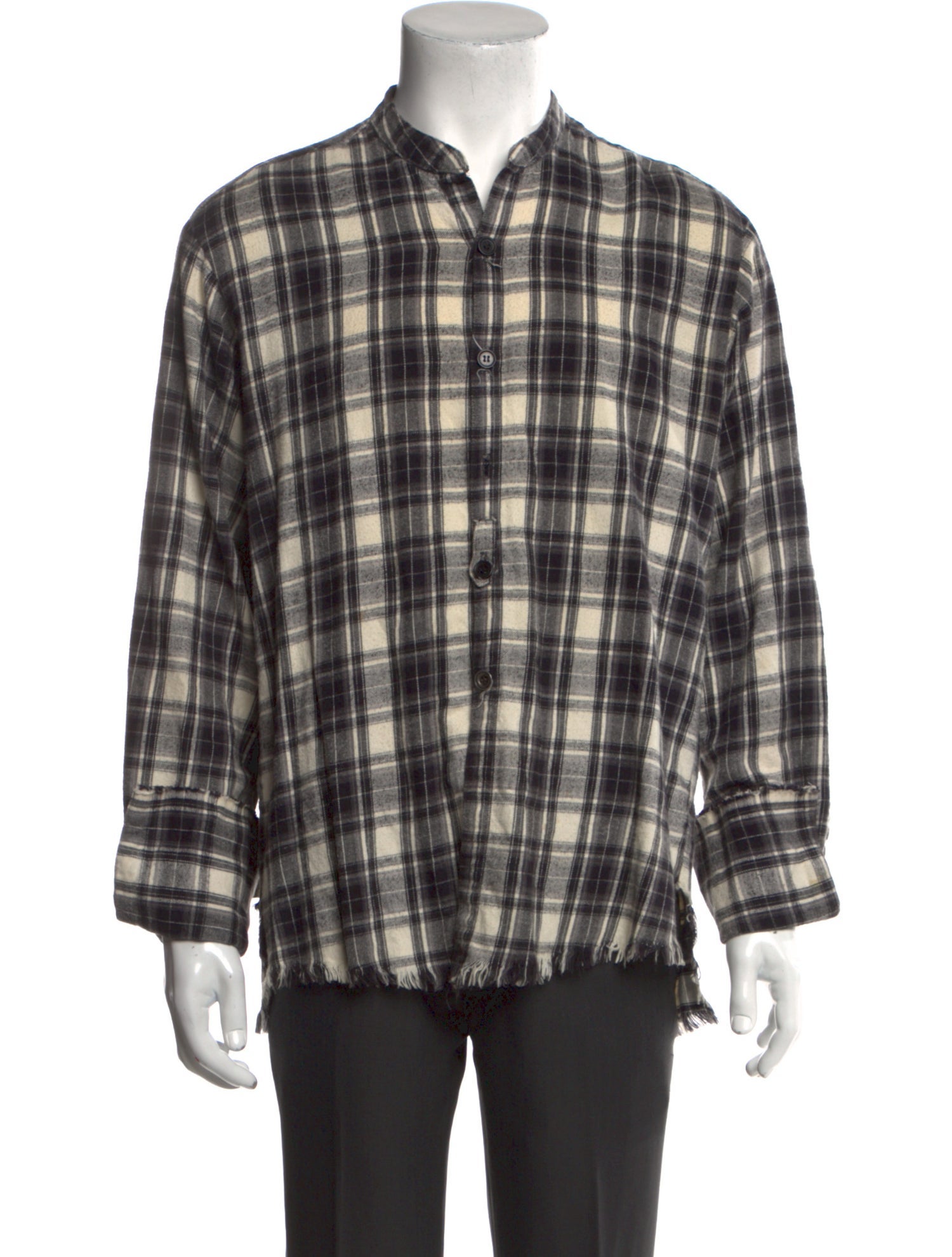 Greg Lauren Plaid Print Long Sleeve Shirt