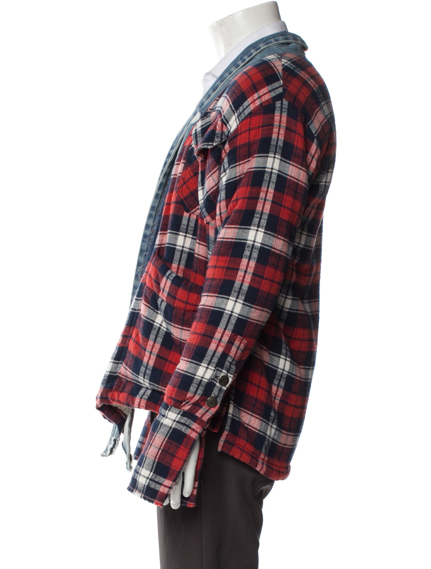 Greg Lauren Plaid Print Denim Jacket