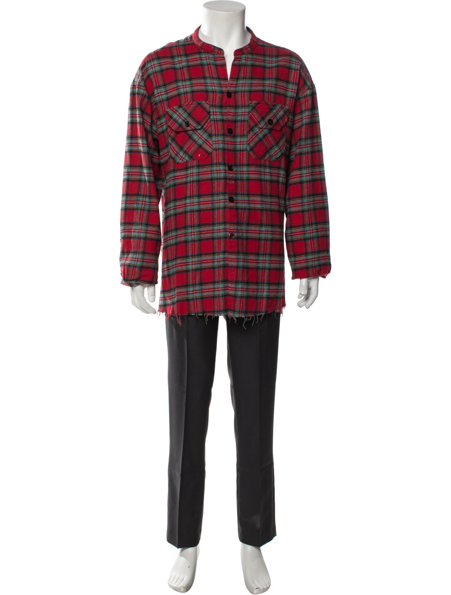 Greg Lauren Plaid Print Long Sleeve Shirt