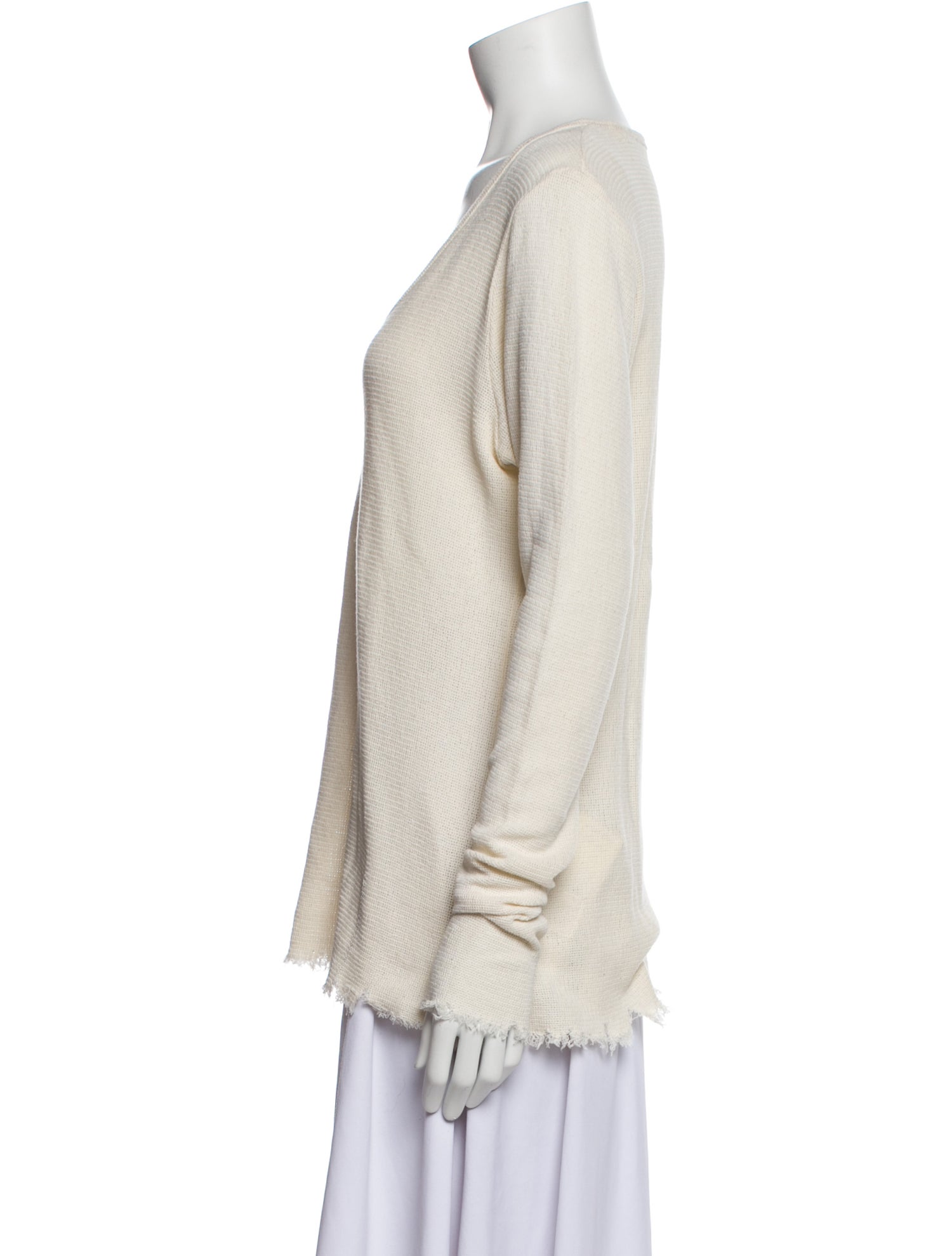 Greg Lauren Scoop Neck Long Sleeve Top