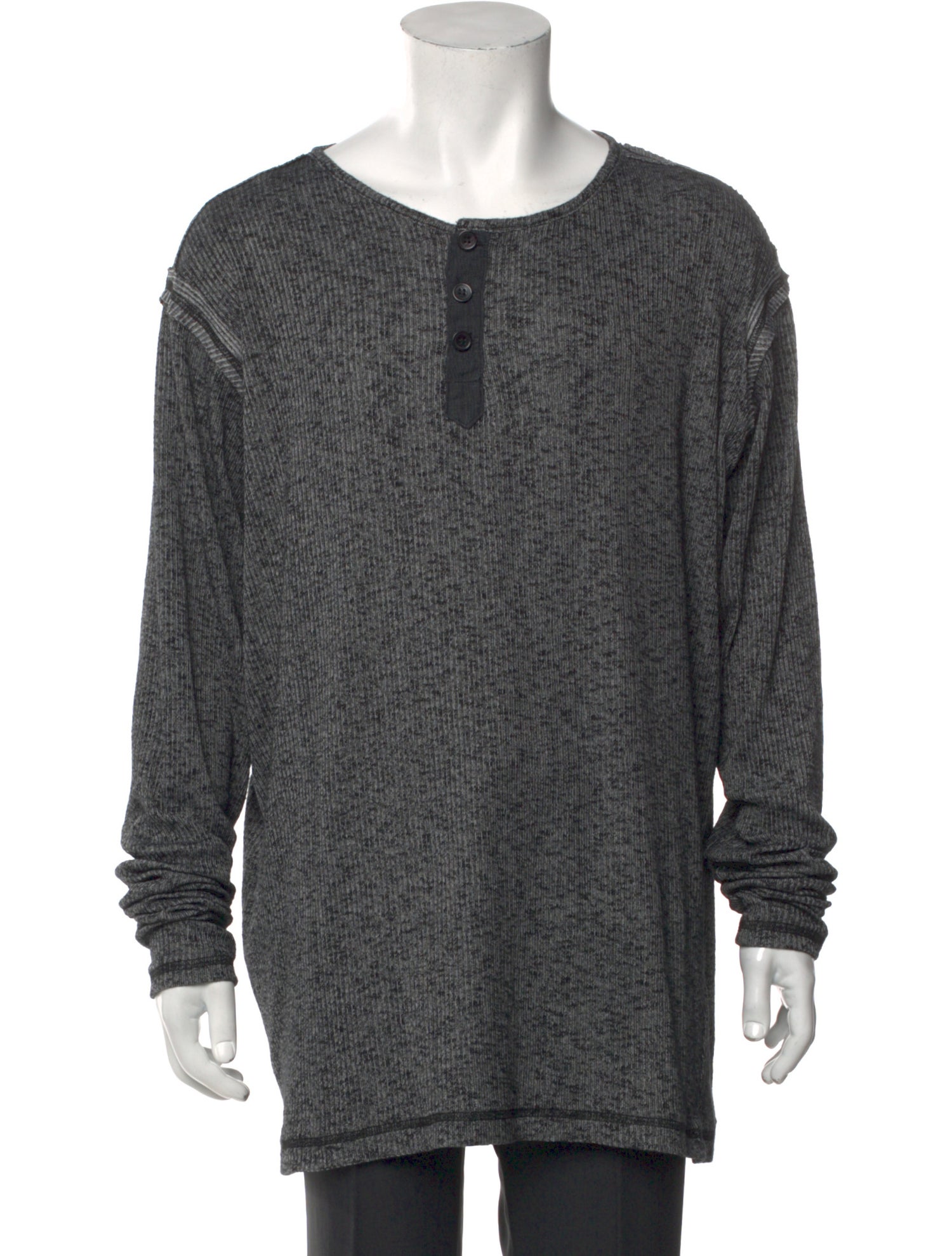 Greg Lauren Scoop Neck Long Sleeve Henley