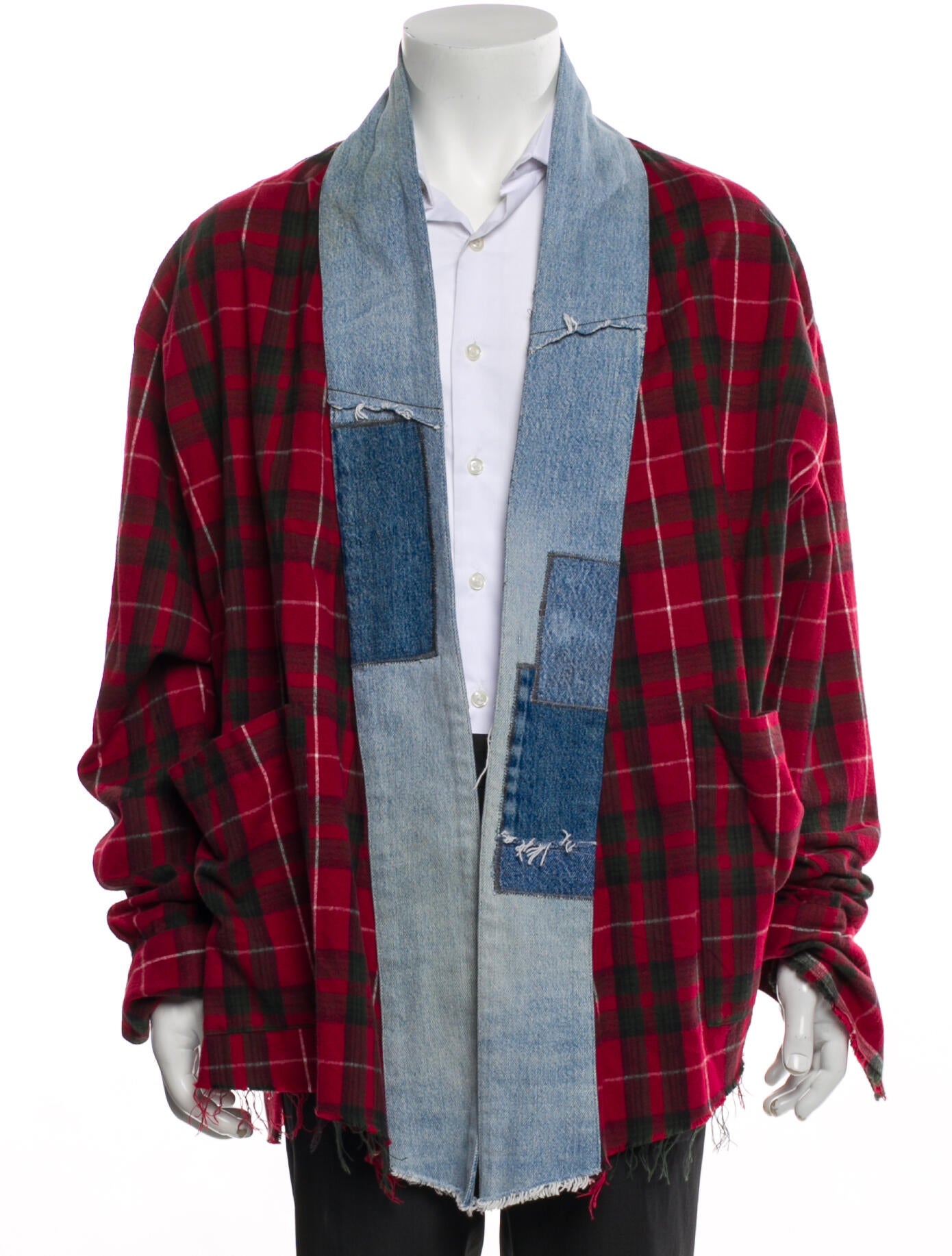 Greg Lauren Plaid Print Denim Jacket