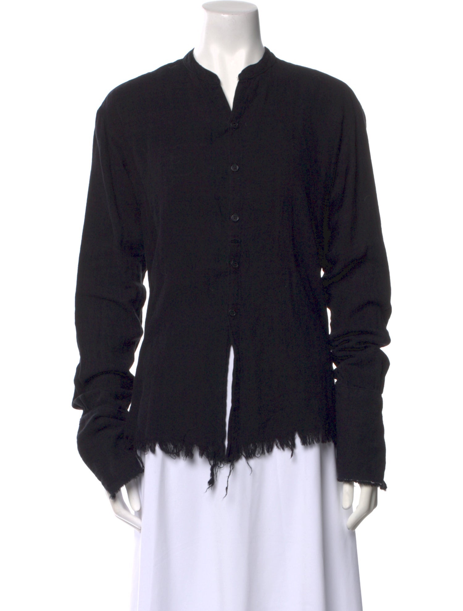 Greg Lauren V-Neck Long Sleeve Button-Up Top