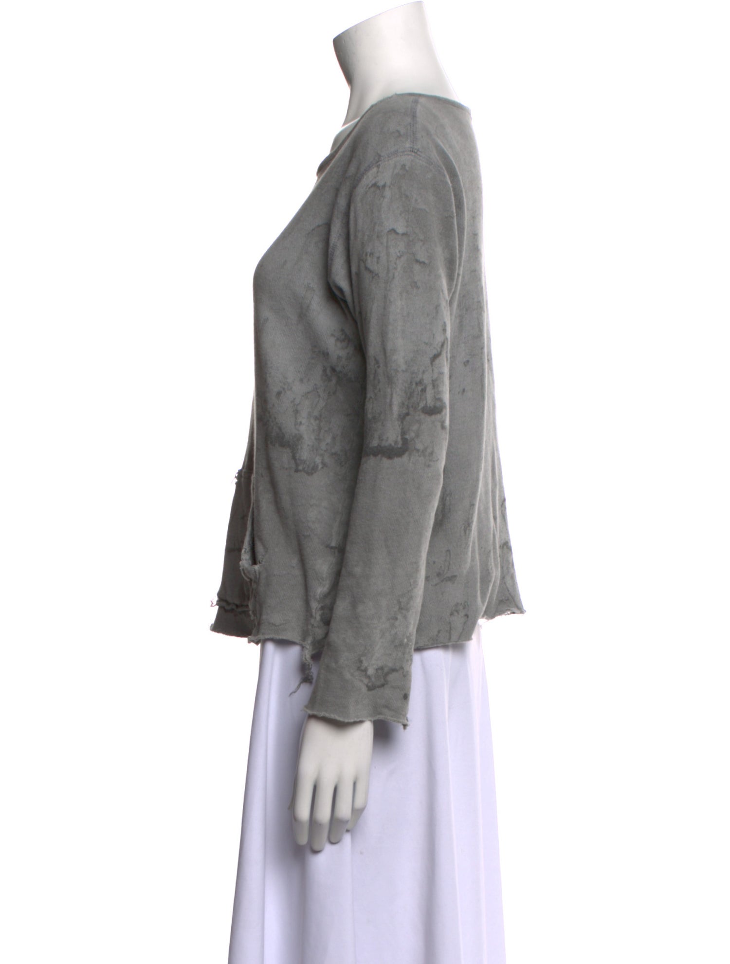 Greg Lauren Bateau Neckline Long Sleeve Top