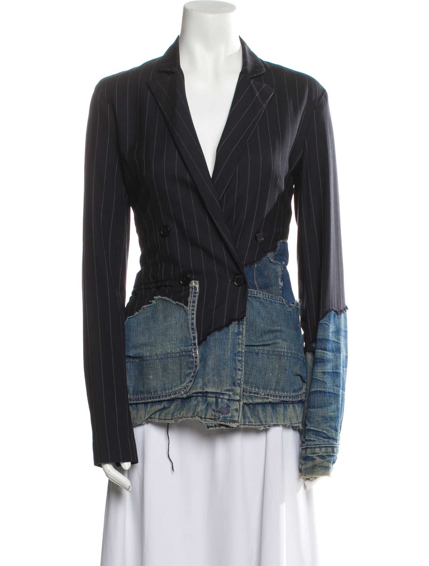 Greg Lauren 2014 Navy Pinstripe/Vintage Denim DB Blazer