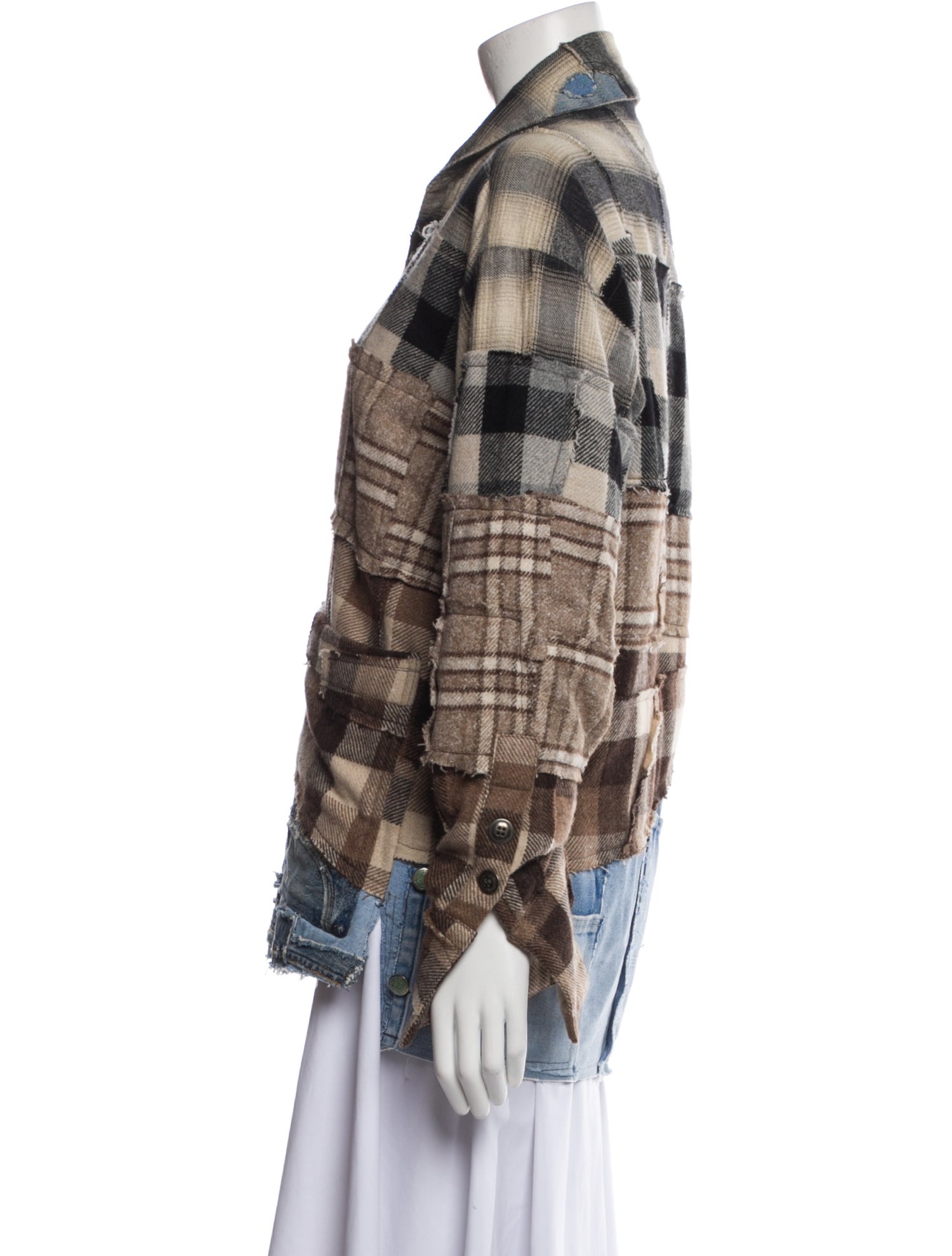 Greg Lauren Plaid Print Denim Jacket