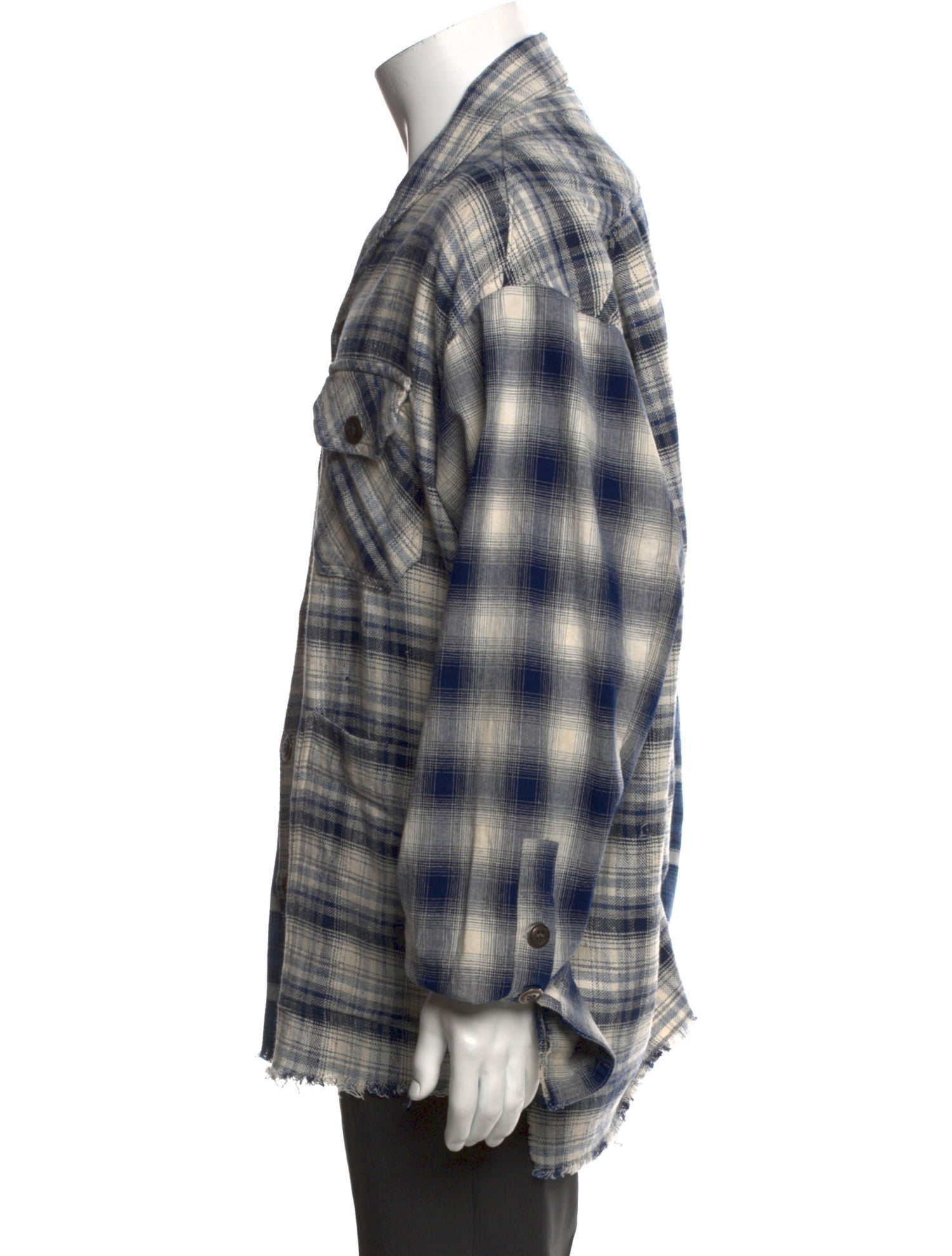 Greg Lauren Plaid Print Long Sleeve Western Shirt