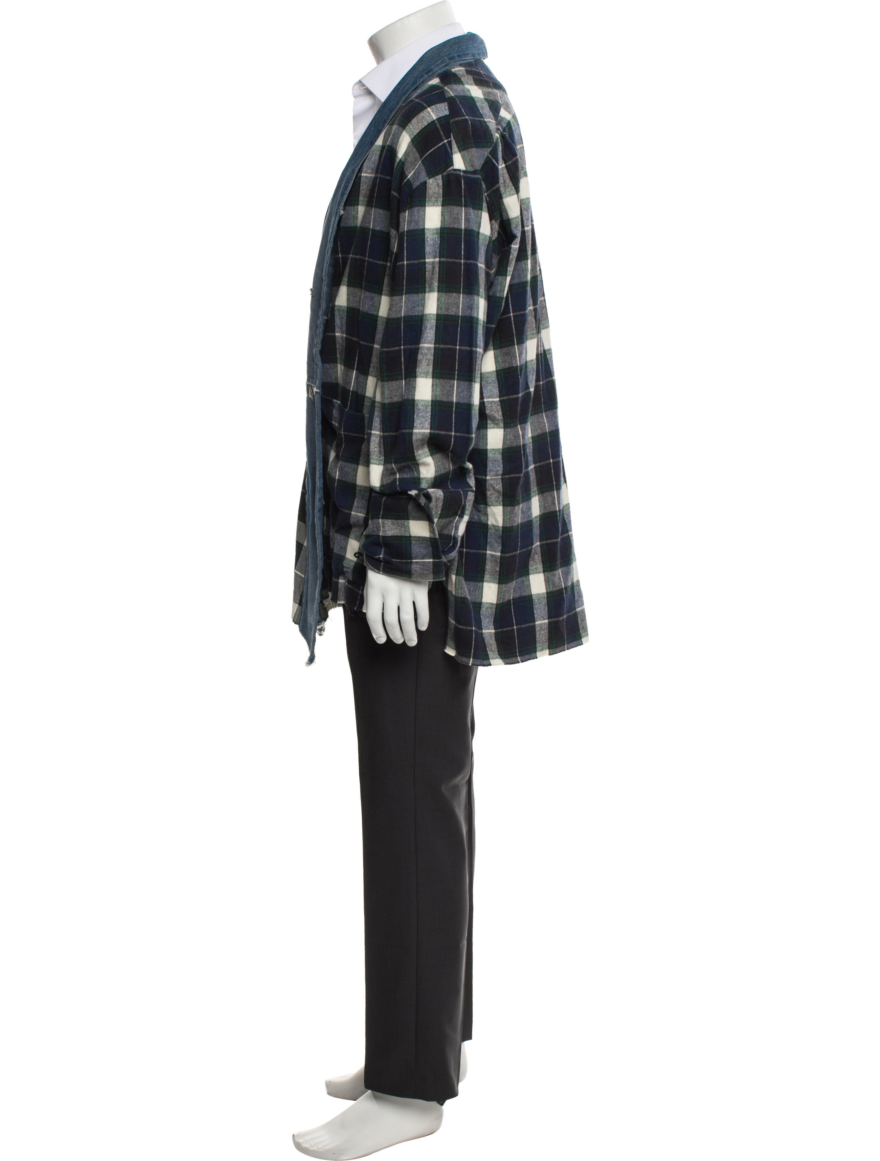 Greg Lauren Plaid GL1 'Blue Green' Plaid Print Overcoat w/ Tags