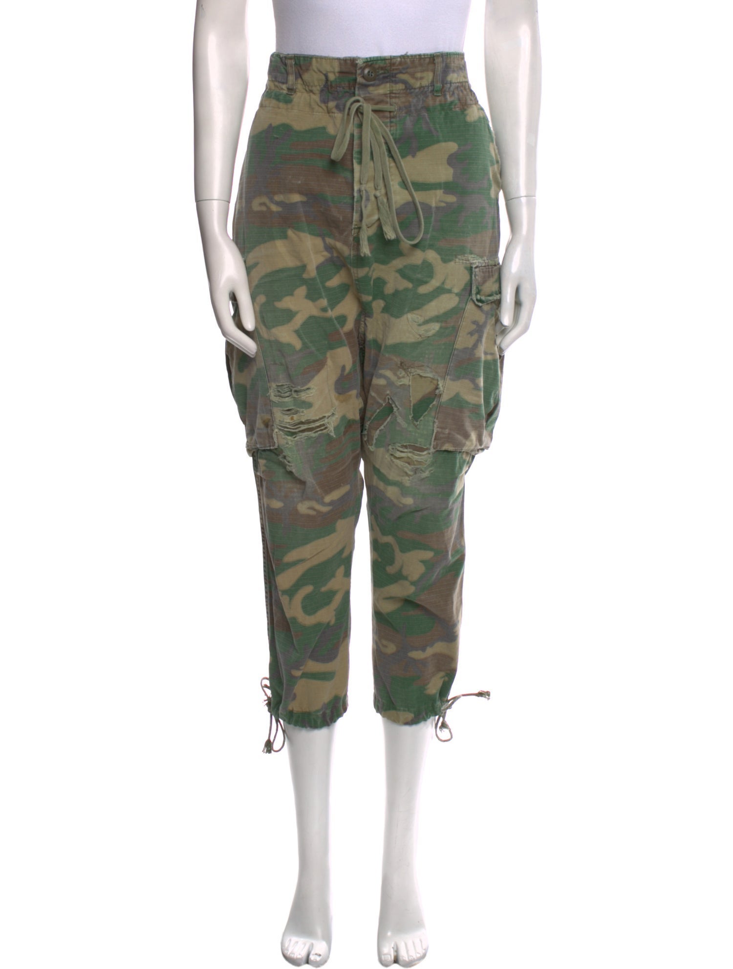 Greg Lauren Camouflage Print Straight Leg Pants