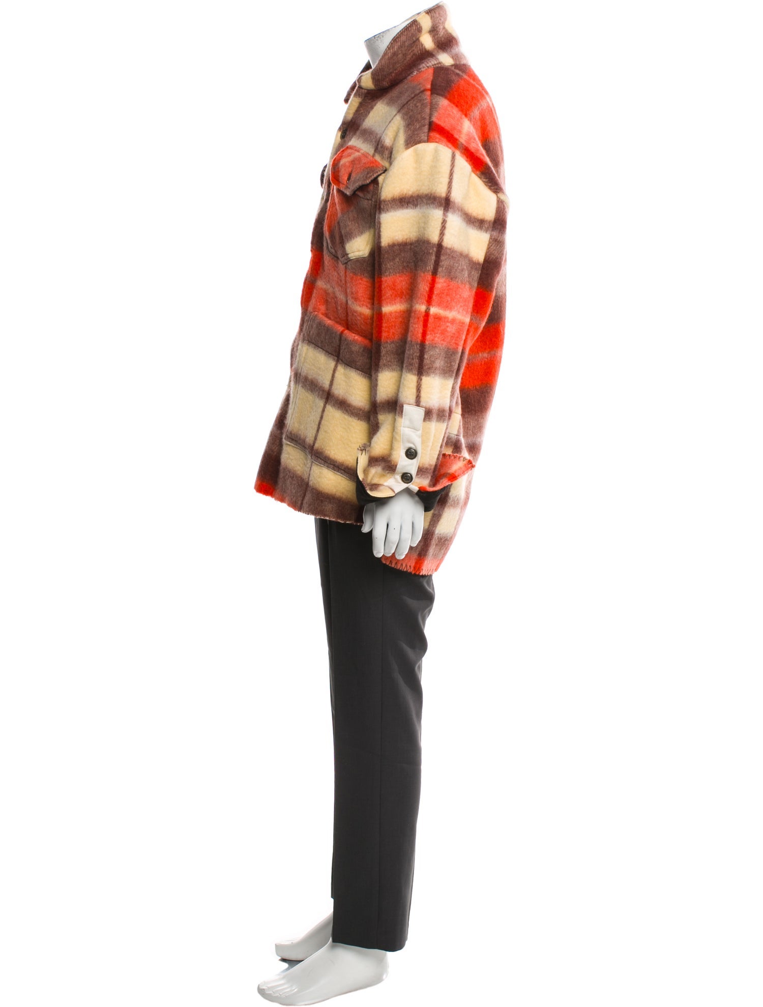 Greg Lauren Wool Plaid Print Utility Jacket