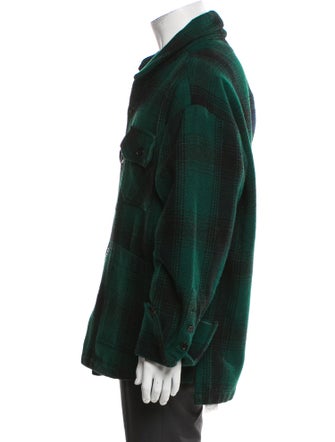 Greg Lauren Wool Plaid Print Utility Jacket