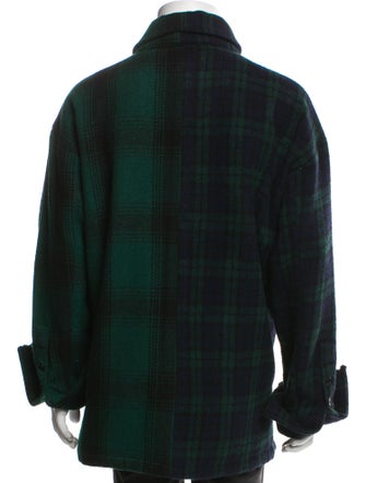 Greg Lauren Wool Plaid Print Utility Jacket