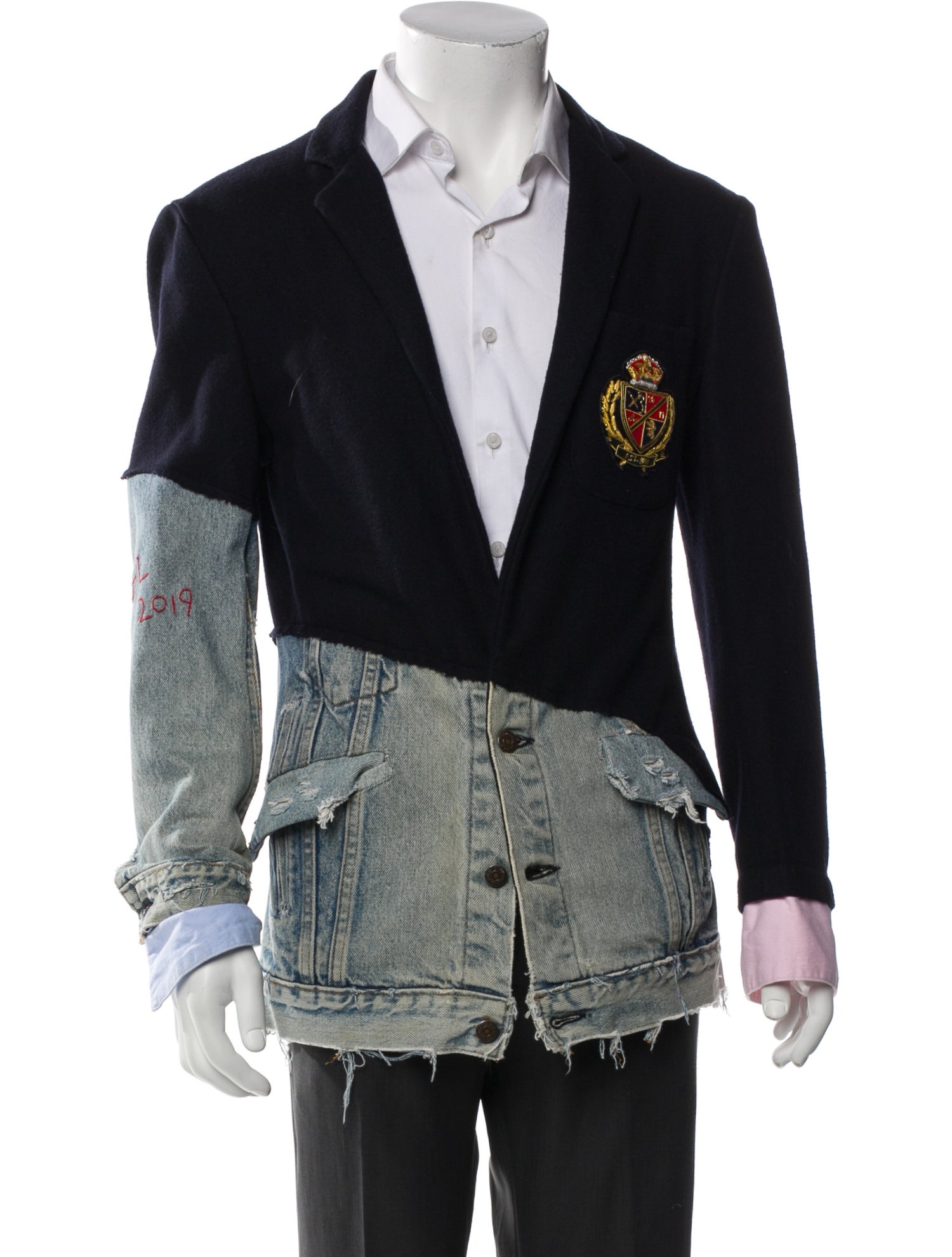 Greg Lauren Colorblock Pattern Peacoat