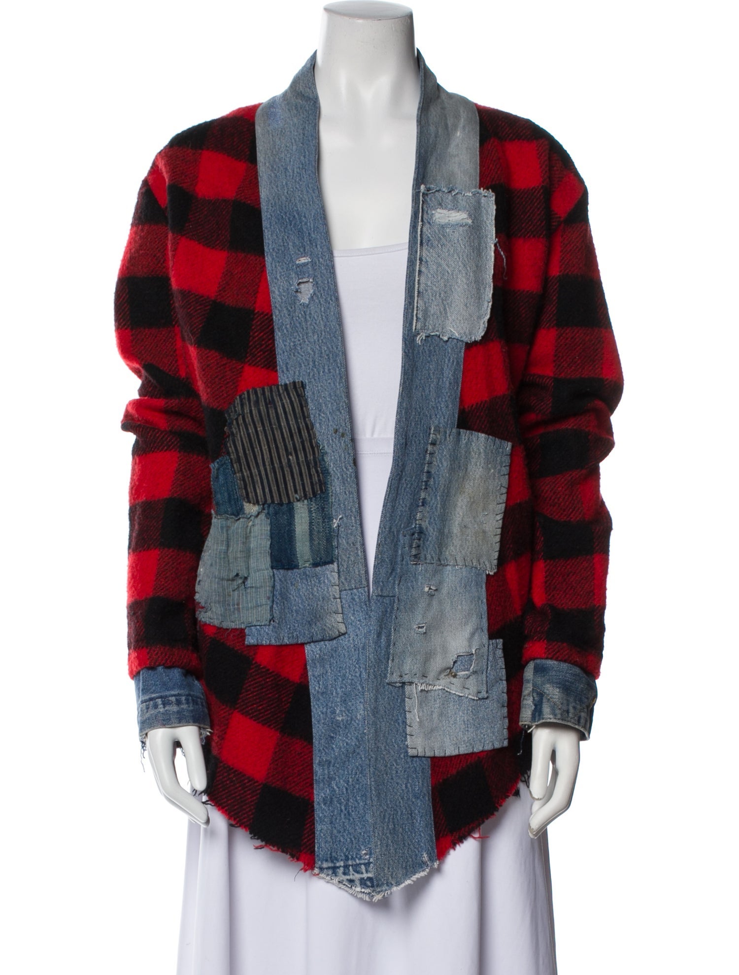 Greg Lauren Plaid Print Denim Jacket