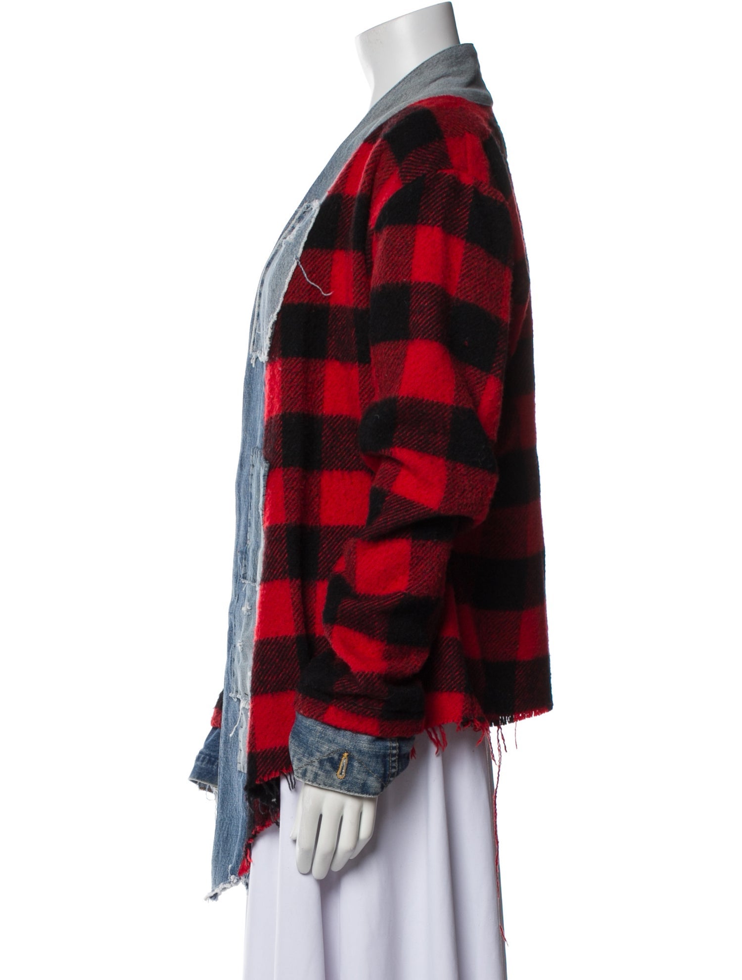 Greg Lauren Plaid Print Denim Jacket