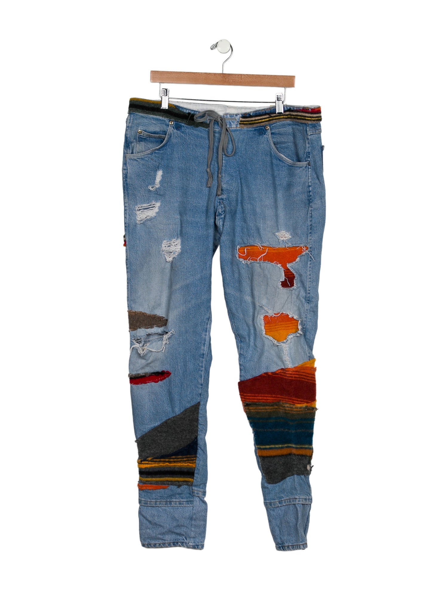 Greg Lauren High-Rise Straight Leg Jeans