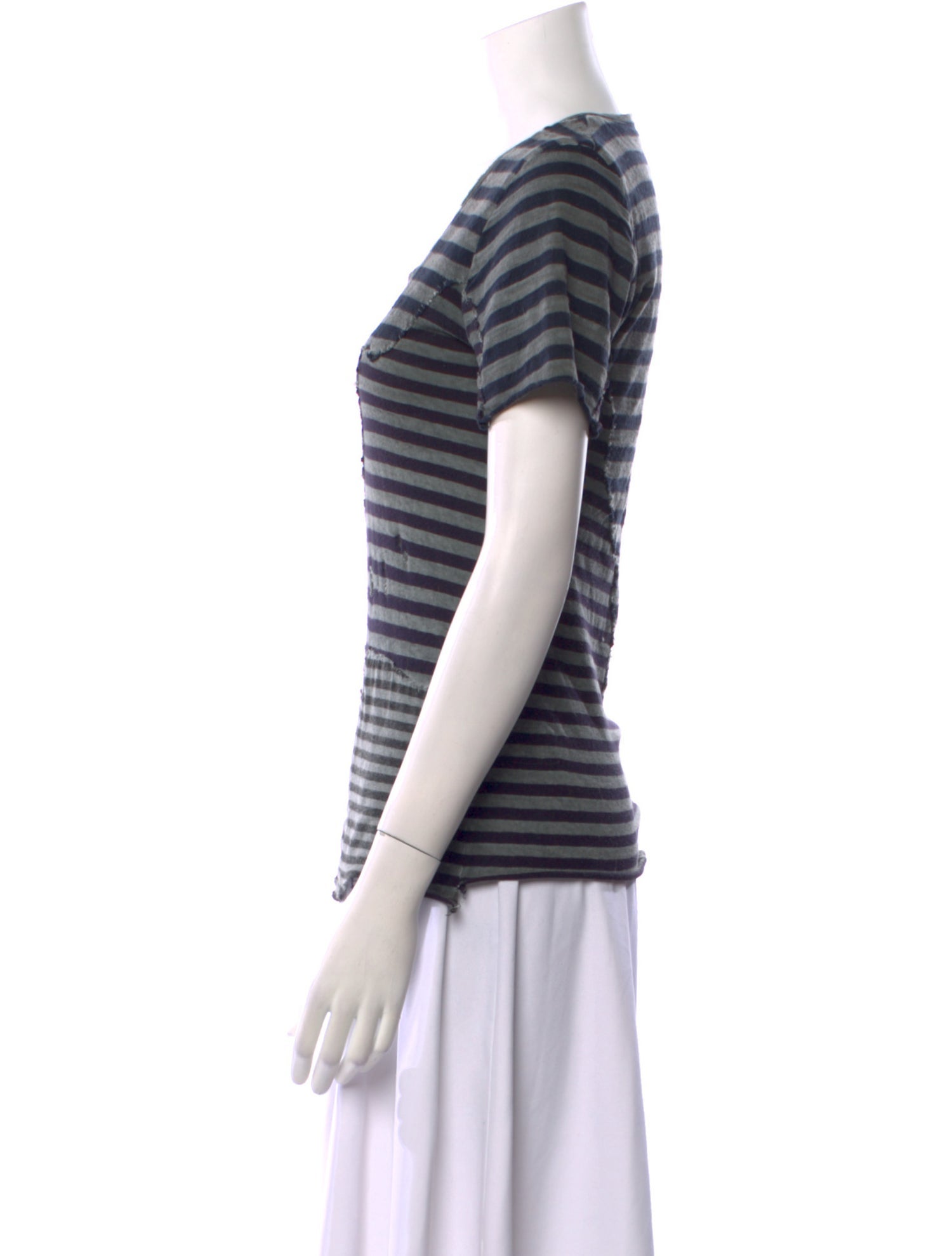 Greg Lauren Striped Scoop Neck T-Shirt