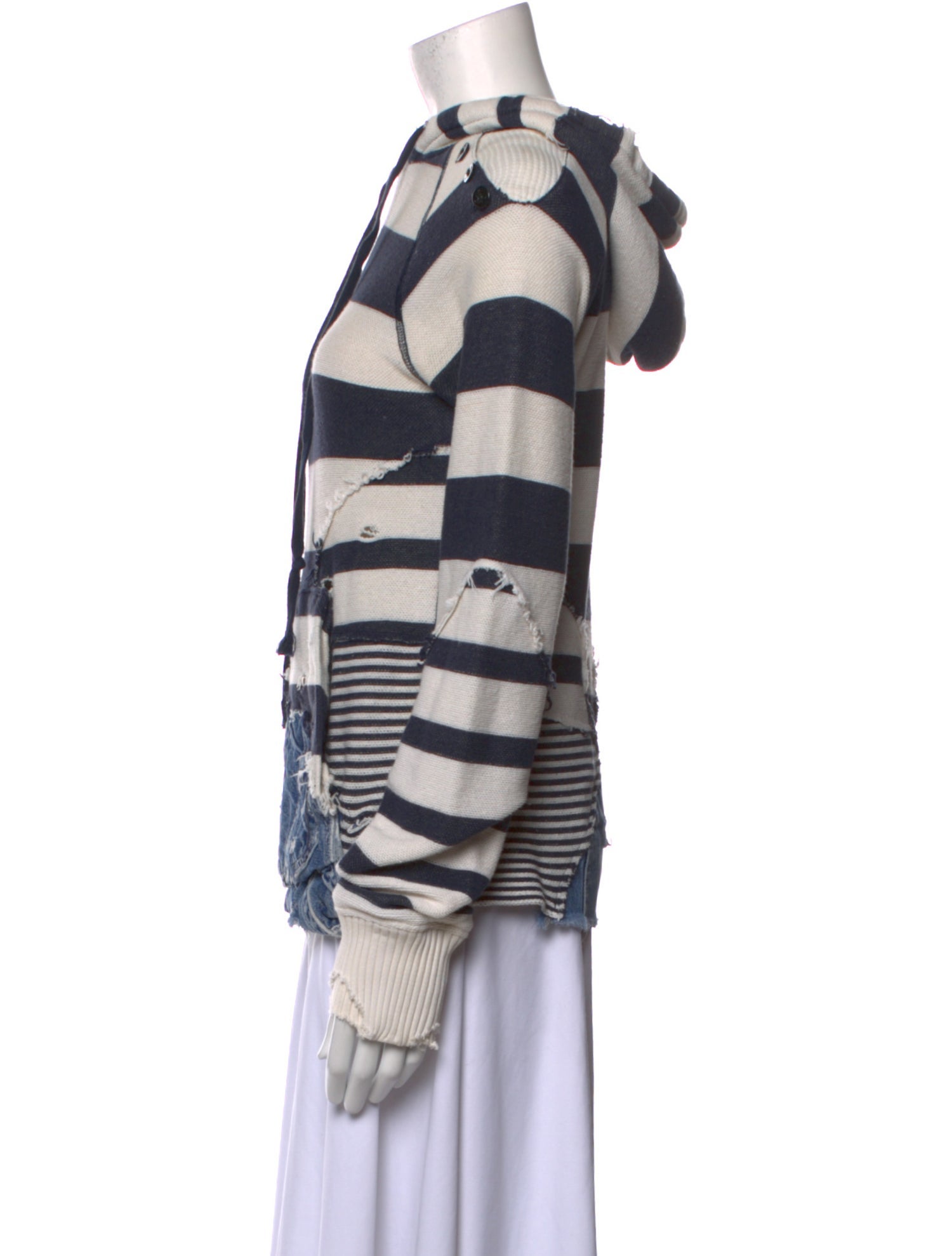 Greg Lauren Striped Mock Neck Sweatshirt