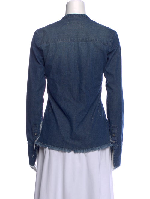 Greg Lauren Mock Neck Long Sleeve Button-Up Top
