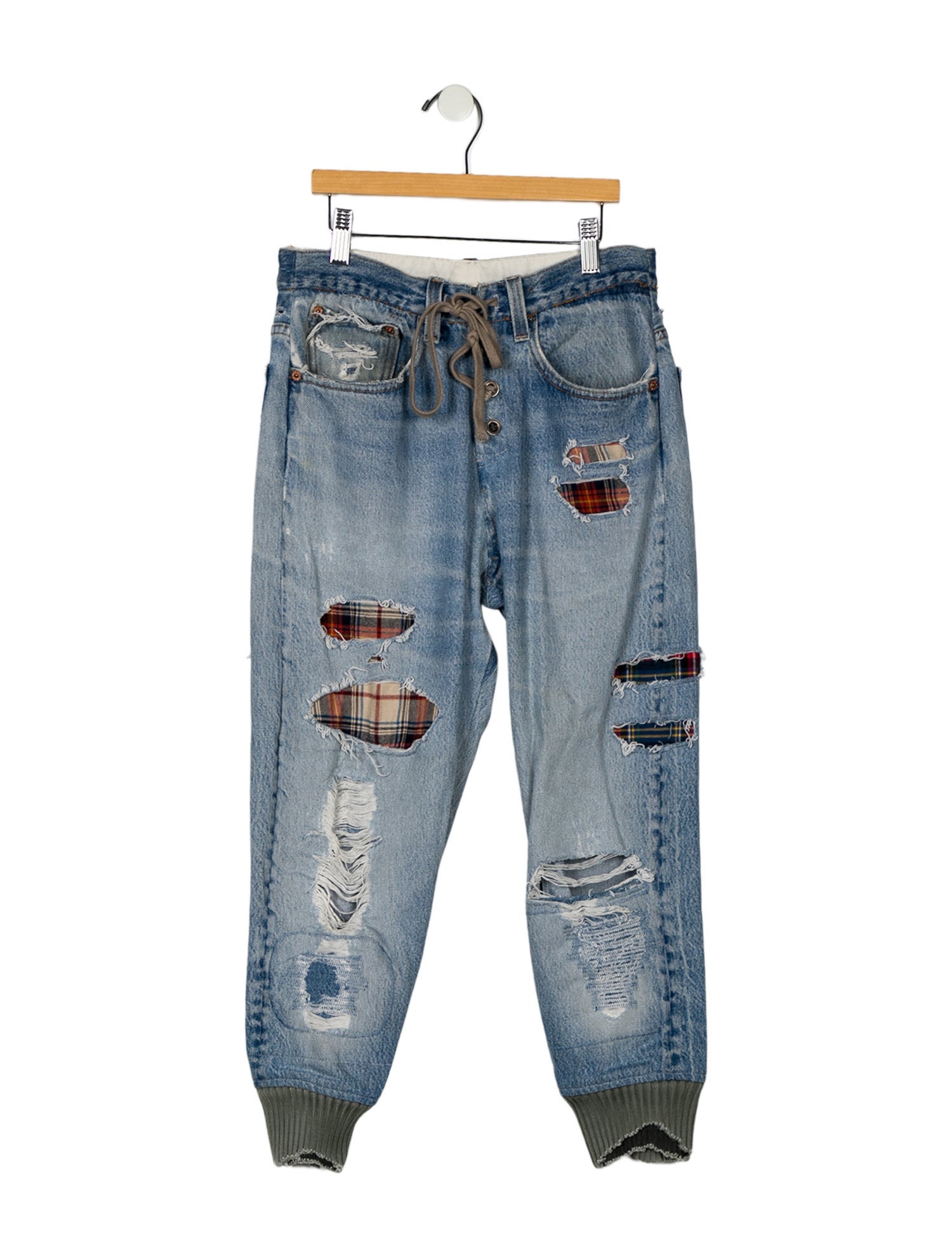 Greg Lauren High-Rise Skinny Leg Jeans