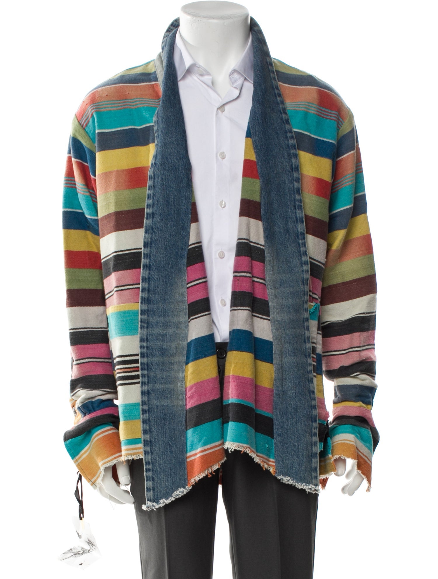 Greg Lauren Dhurrie Rug Kimono Striped Cardigan w/ Tags