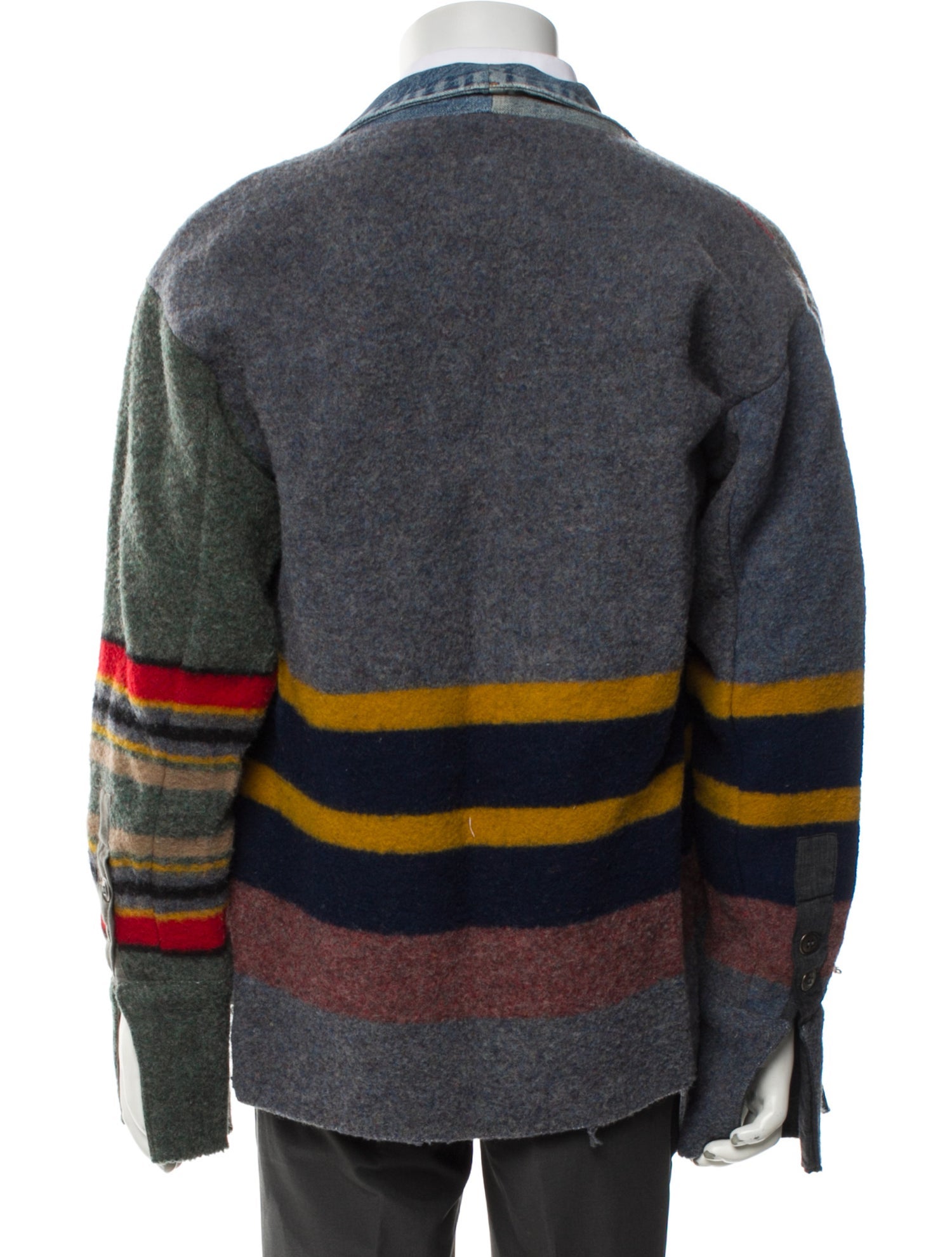 Greg Lauren Mixed Blanket Kimono Wool Cardigan w/ Tags - Blue