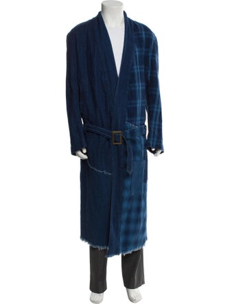 Greg Lauren Mixed Army Cropped GL1 Plaid Print Cardigan