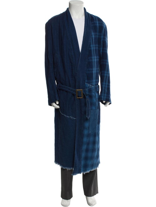 Greg Lauren Mixed Army Cropped GL1 Plaid Print Cardigan