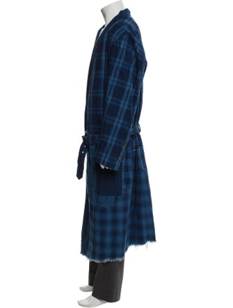 Greg Lauren Mixed Army Cropped GL1 Plaid Print Cardigan