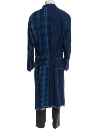 Greg Lauren Mixed Army Cropped GL1 Plaid Print Cardigan