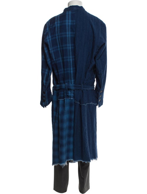 Greg Lauren Mixed Army Cropped GL1 Plaid Print Cardigan