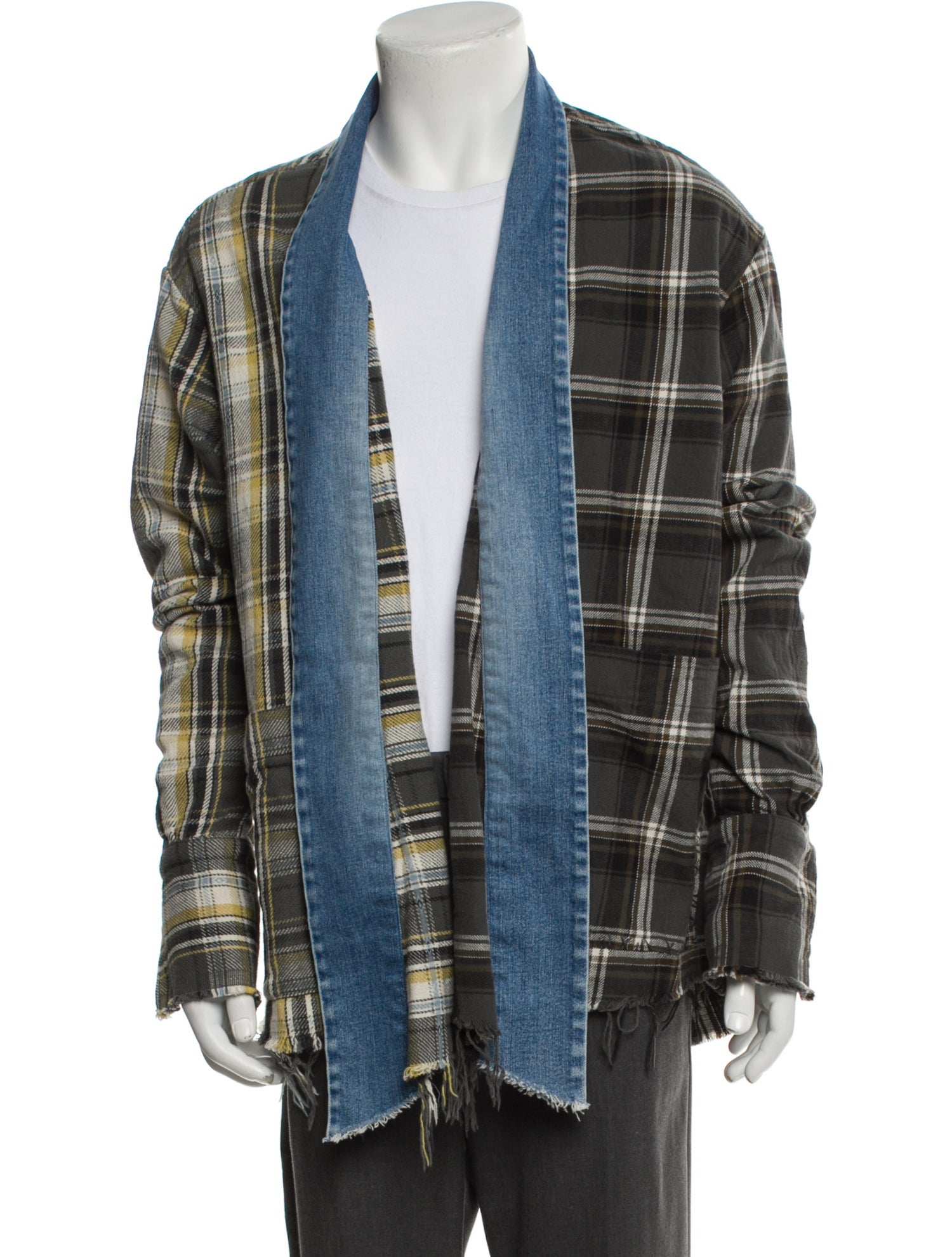 Greg Lauren Flannel Kimono Plaid Print Cardigan w/ Tags