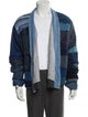 Greg Lauren MIXED BLUES CROPPED GL1 Colorblock Pattern Cardigan