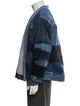 Greg Lauren MIXED BLUES CROPPED GL1 Colorblock Pattern Cardigan