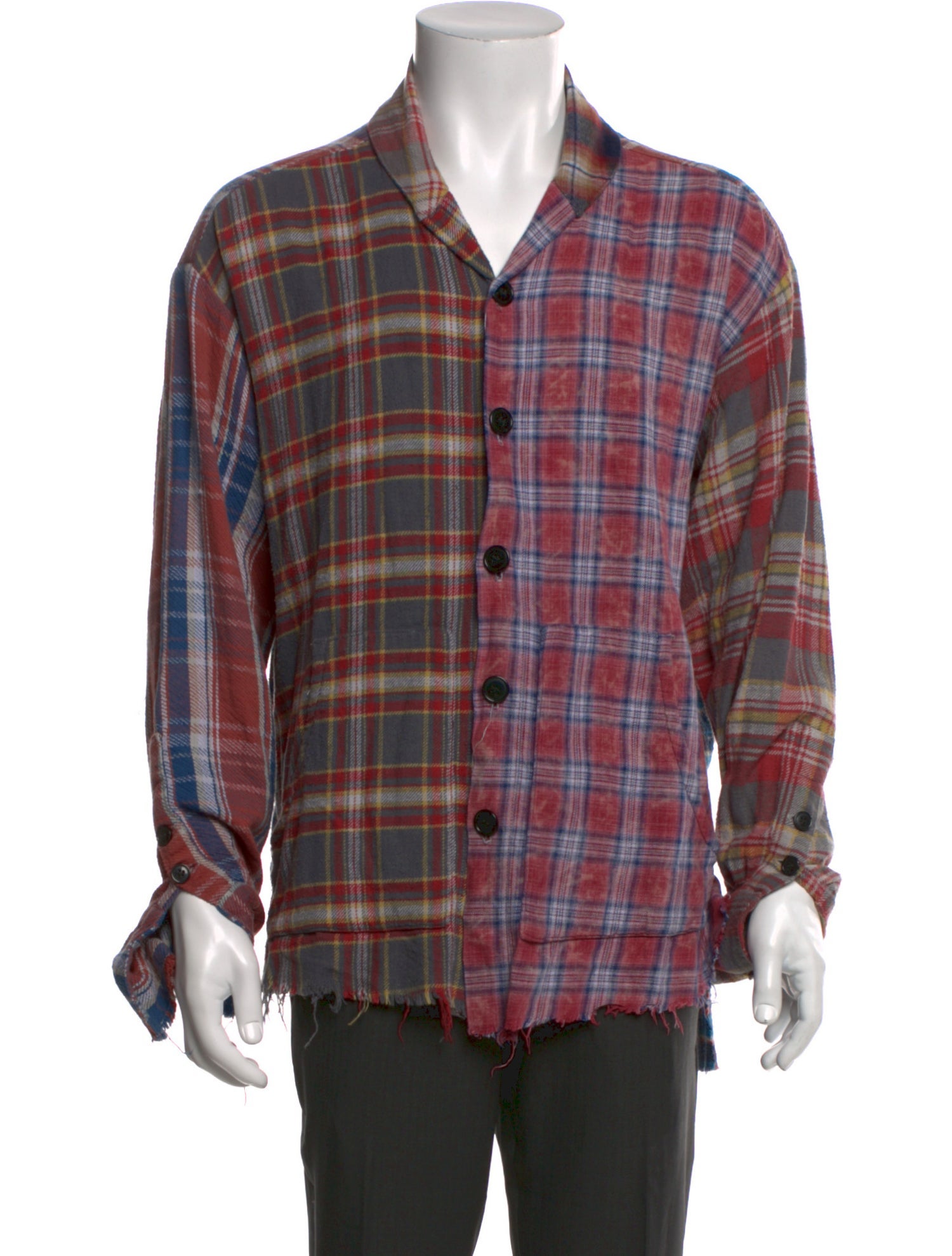 Greg Lauren Plaid Print Long Sleeve Shirt