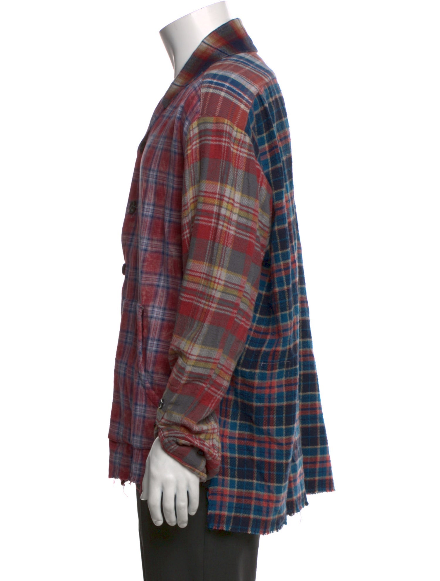 Greg Lauren Plaid Print Long Sleeve Shirt