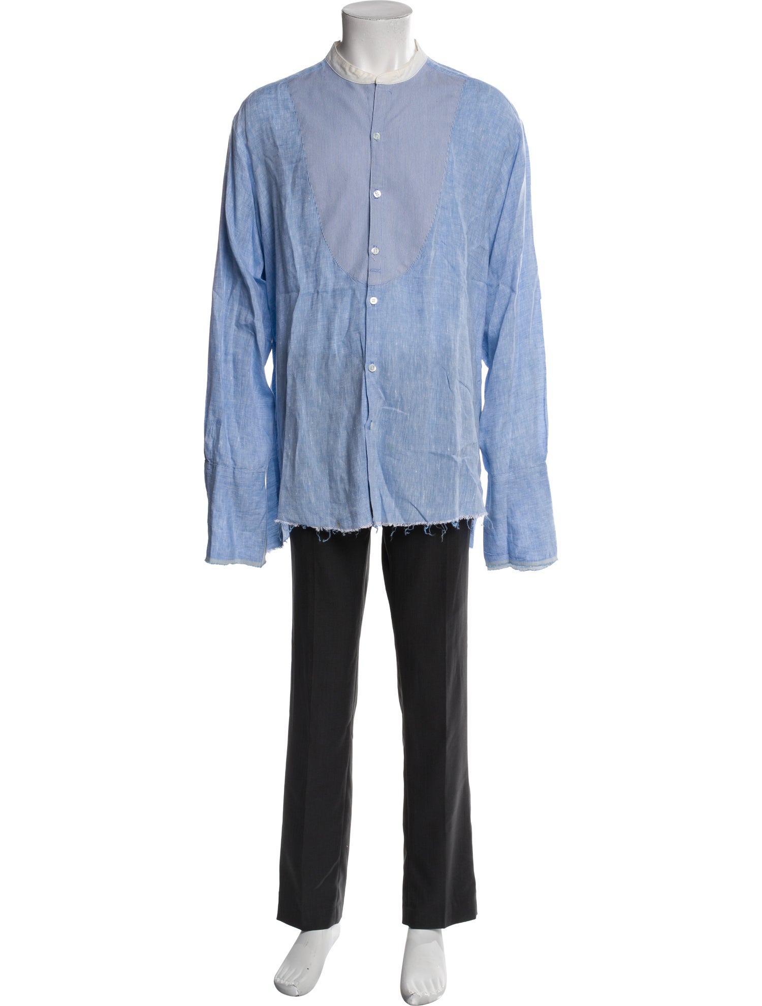 Greg Lauren Linen Striped Shirt