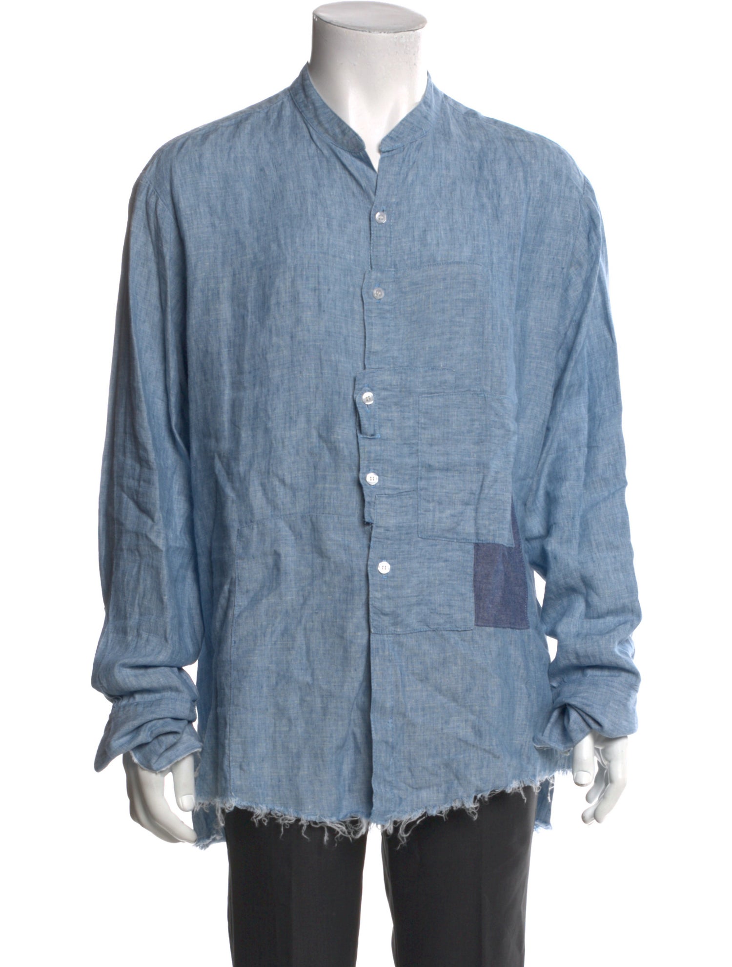 Greg Lauren Linen Long Sleeve Denim Shirt