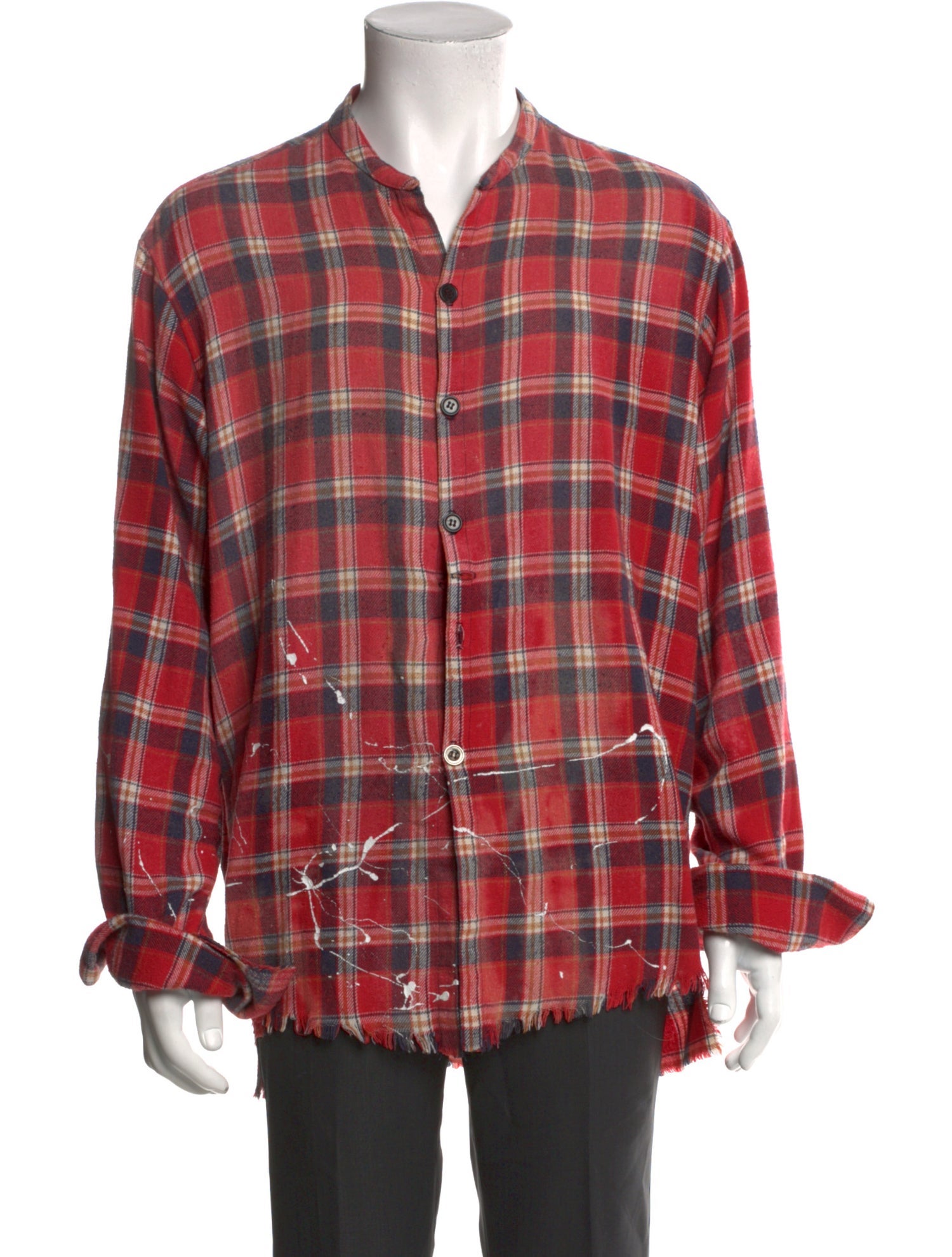 Greg Lauren Plaid Print Long Sleeve Shirt