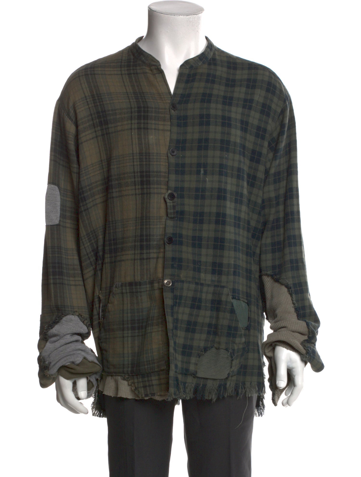 Greg Lauren Plaid Print Long Sleeve Shirt