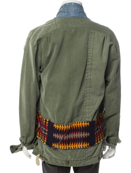 Greg Lauren Kimono Studio Plaid Print Denim Jacket