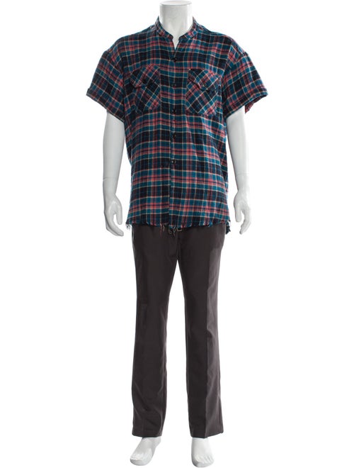 Greg Lauren Plaid Print Short Sleeve Shirt