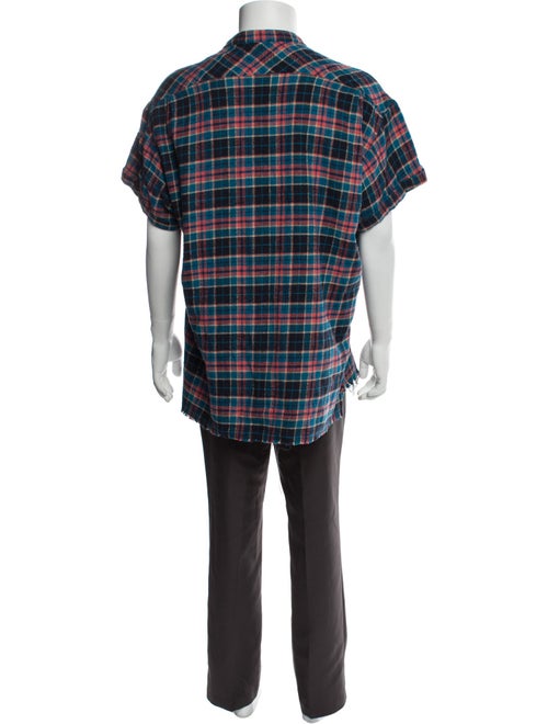 Greg Lauren Plaid Print Short Sleeve Shirt
