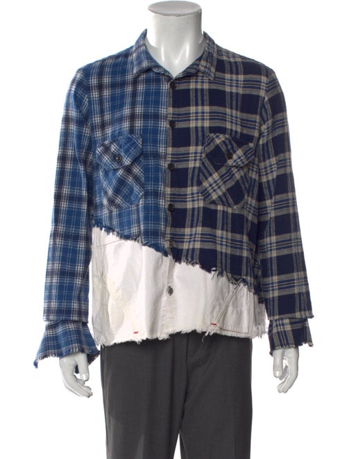 Greg Lauren Plaid Print Collar Cardigan