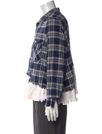 Greg Lauren Plaid Print Collar Cardigan