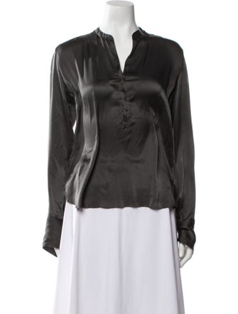 Greg Lauren Silk V-Neck Blouse